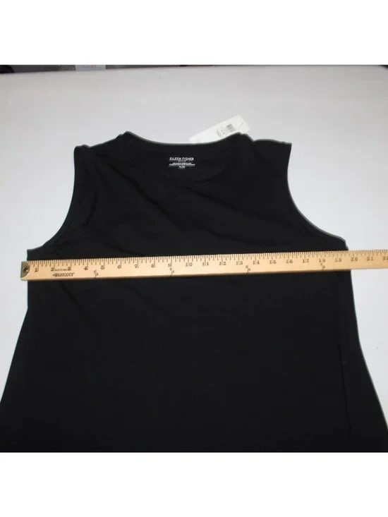 Eileen Fisher Dress $138 Sz LP Black Round Neck Organic Cotton Dress - Picture 10 of 11